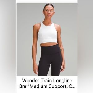 Wunder train long line bra, medium support, C/D, Cup size 8, White